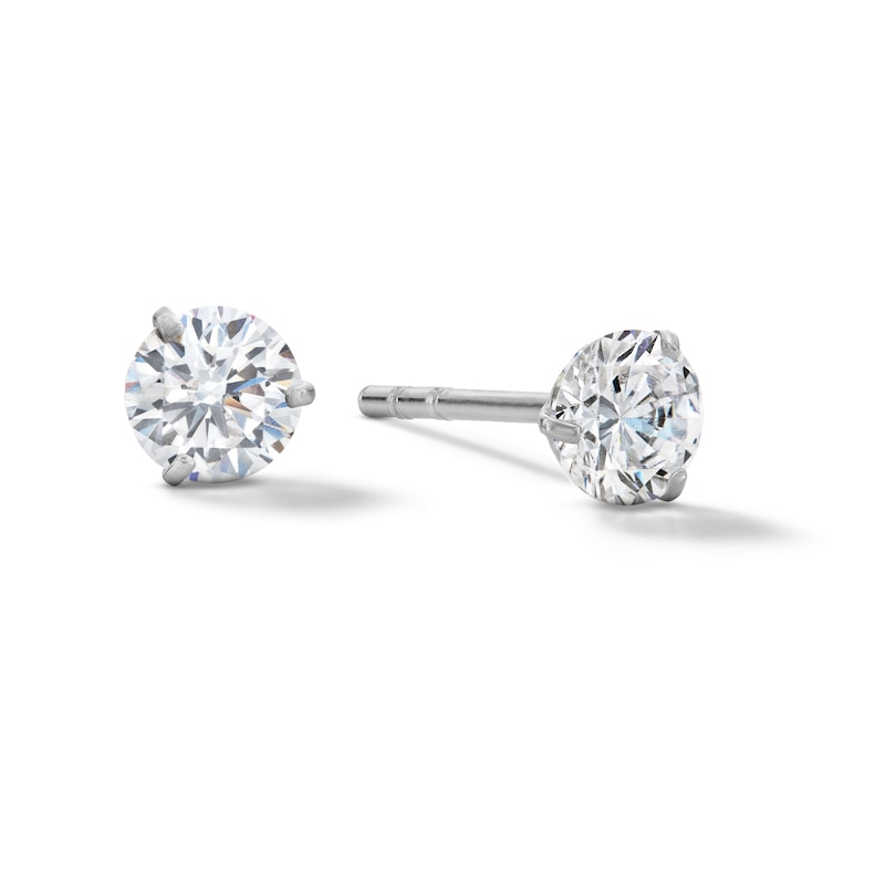 Main Image 1 of 4mm Cubic Zirconia Solitaire Stud Earrings in 14K White Gold