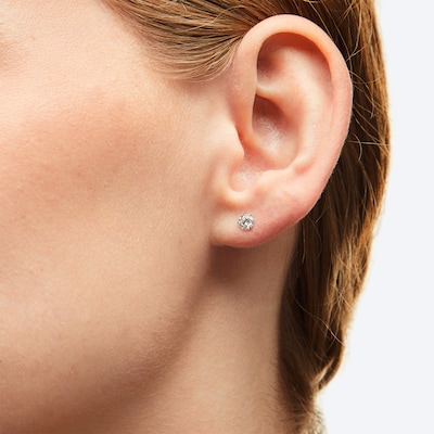14K Solid White Gold 4mm CZ Solitaire Martini Studs