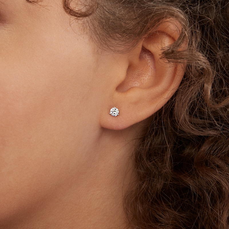 Main Image 3 of 4mm Cubic Zirconia Solitaire Stud Earrings in 14K White Gold