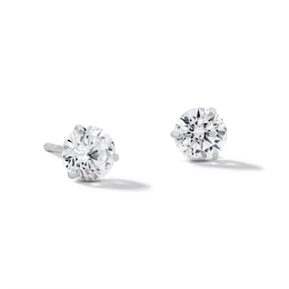 14K Solid White Gold 5mm CZ Solitaire Martini Studs