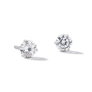 14K Solid White Gold 5mm CZ Solitaire Martini Studs