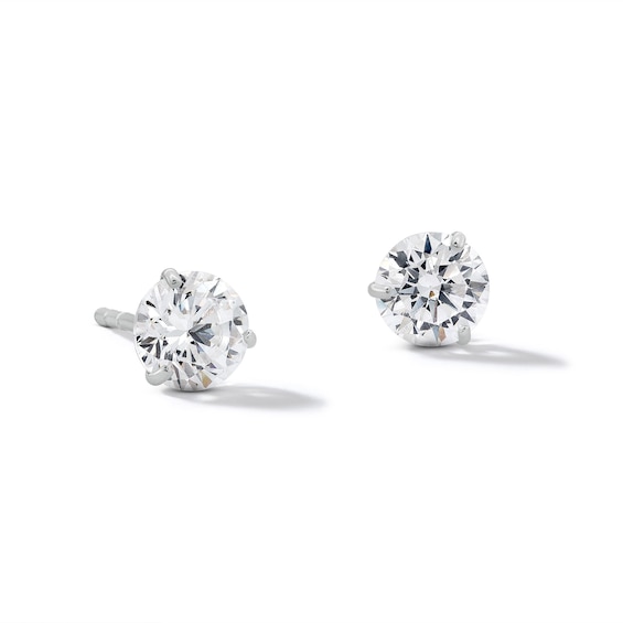 5mm Cubic Zirconia Solitaire Stud Earrings in 14K White Gold