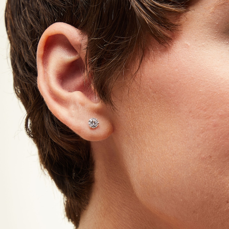 Main Image 2 of 5mm Cubic Zirconia Solitaire Stud Earrings in 14K White Gold