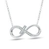 Thumbnail Image 0 of Diamond Accent Sideways Infinity with Cross Pendant in Sterling Silver - 17"