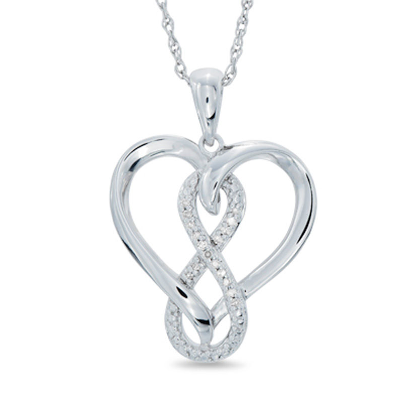 Diamond Accent Heart with Infinity Pendant in Sterling Silver