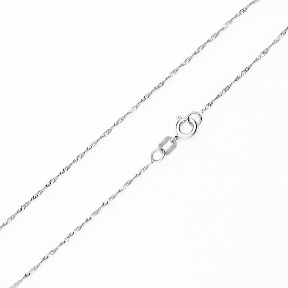 14K White Gold 017 Gauge Singapore Chain Necklace - 16"