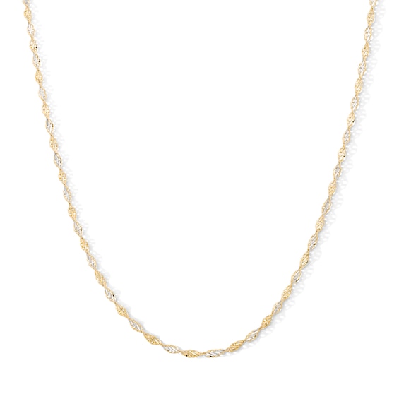 030 Gauge Dorica Rope Chain Necklace in 10K Solid Two-Tone Gold - 18"