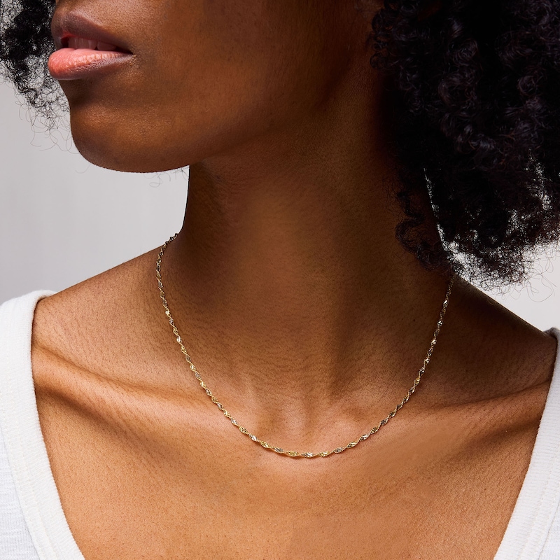 Main Image 2 of 10K Solid Gold Dorica Rope Two-Tone Chain - 18"
