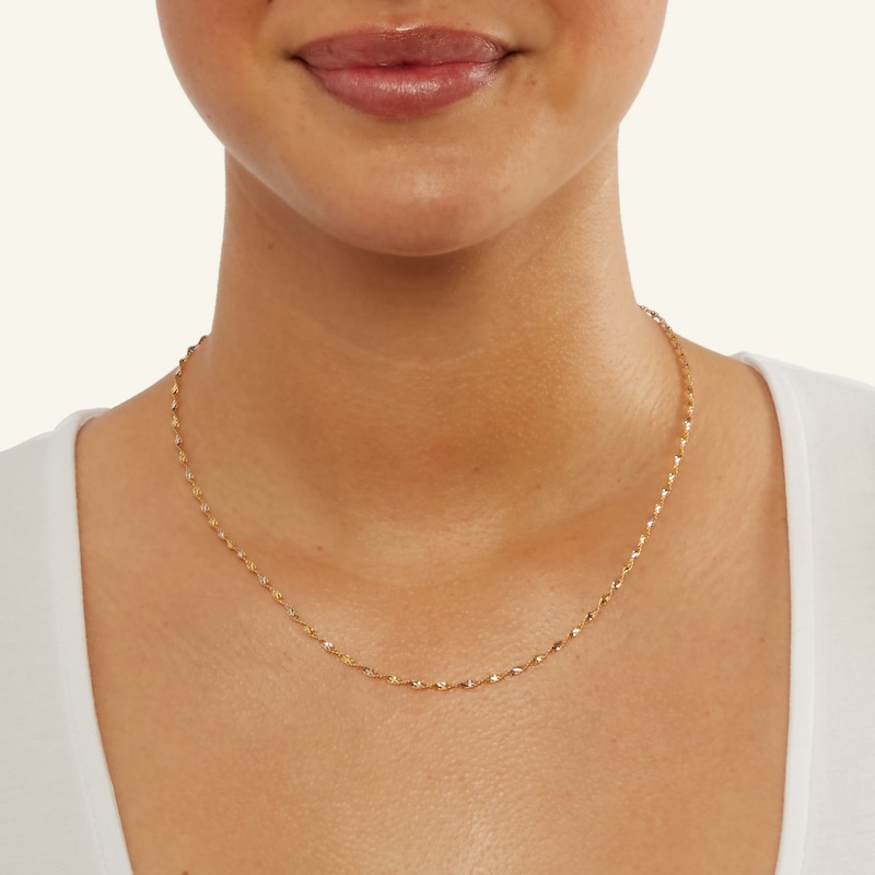 Main Image 3 of 10K Solid Gold Dorica Rope Two-Tone Chain - 18"