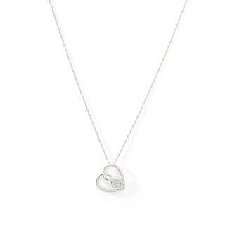 Sterling Silver Diamond Accent Tilted Heart with Infinity Pendant - 18"