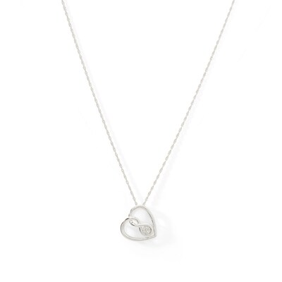 Sterling Silver Diamond Accent Tilted Heart with Infinity Pendant - 18"