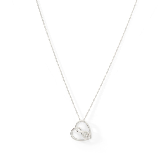 Diamond Accent Tilted Heart with Infinity Pendant in Sterling Silver
