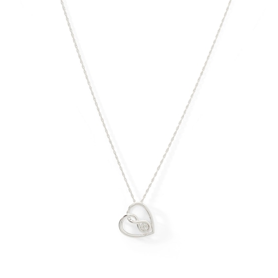 Sterling Silver Diamond Accent Tilted Heart with Infinity Pendant