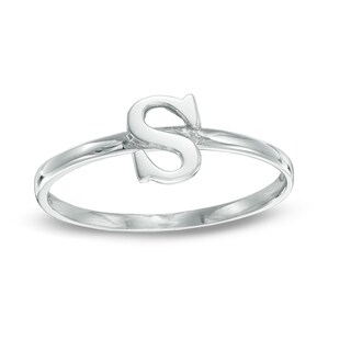 Stackable Letter "S" Ring in 10K White Gold - Size 7