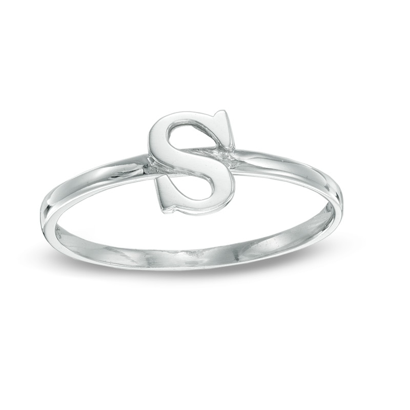 Stackable Letter "S" Ring in 10K White Gold - Size 7