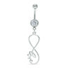 014 Gauge Crystal Infinity with "love" Dangle Belly Button Ring in Stainless Steel