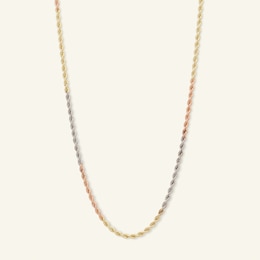 016 Gauge Rope Chain Necklace in 14K Tri-Tone Gold - 20&quot;