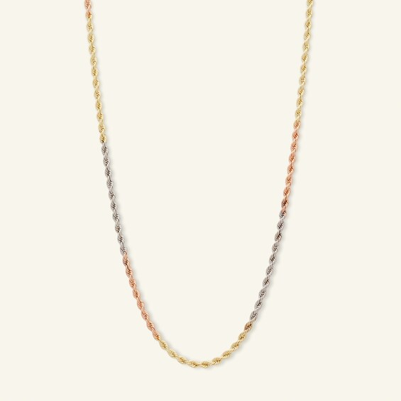 016 Gauge Rope Chain Necklace in 14K Tri-Tone Gold - 20"
