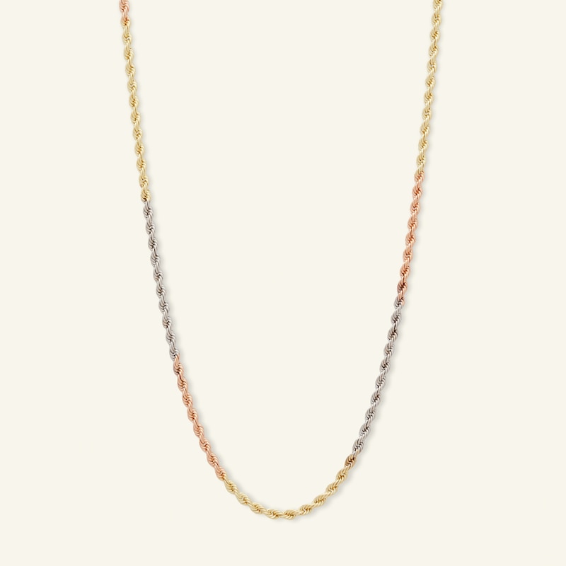 Main Image 1 of 016 Gauge Rope Chain Necklace in 14K Tri-Tone Gold - 20"