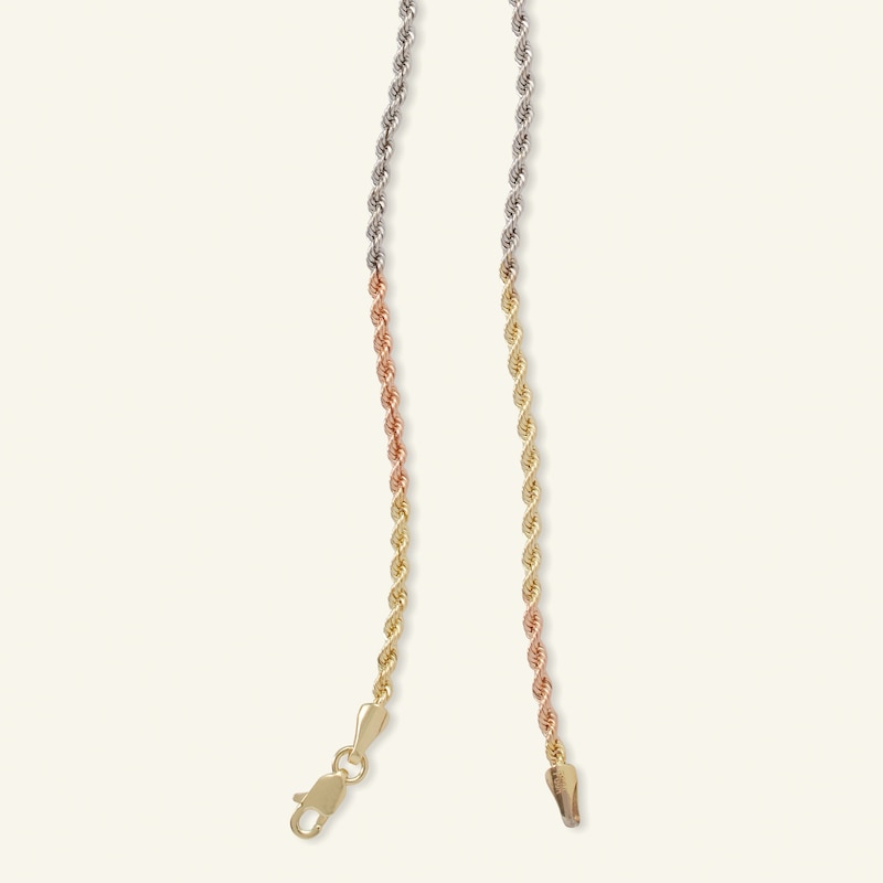 Main Image 2 of 016 Gauge Rope Chain Necklace in 14K Tri-Tone Gold - 20"