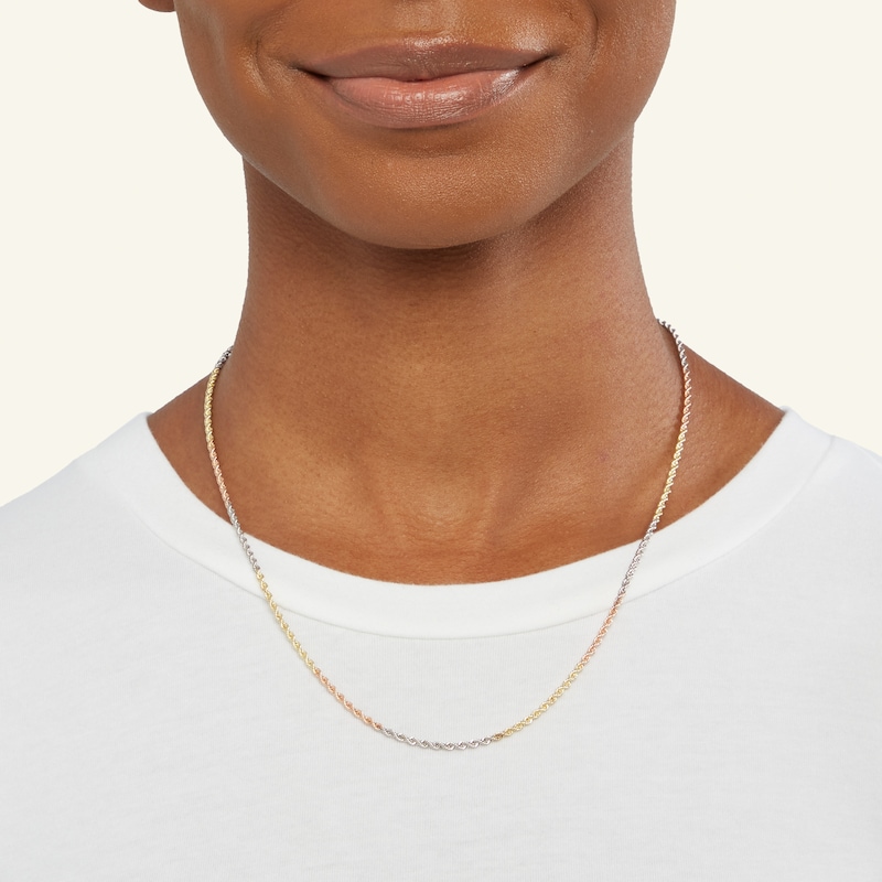 Main Image 3 of 016 Gauge Rope Chain Necklace in 14K Tri-Tone Gold - 20"