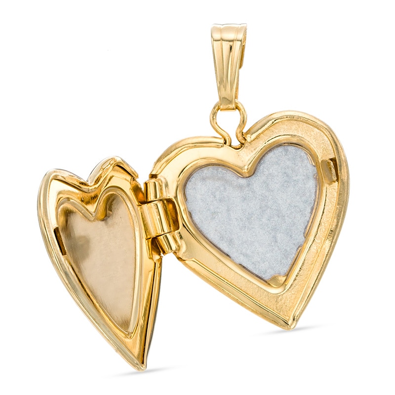 Main Image 2 of Our Lady of Guadalupe Double Sided Heart Locket Necklace Charm in 10K Gold