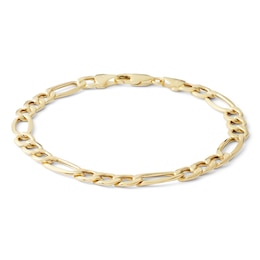 Made in Italy 150 Gauge Figaro Chain Bracelet in 10K Hollow Gold - 8&quot;