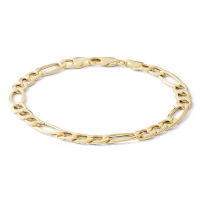 10K Hollow Gold Figaro Chain Bracelet - 8"