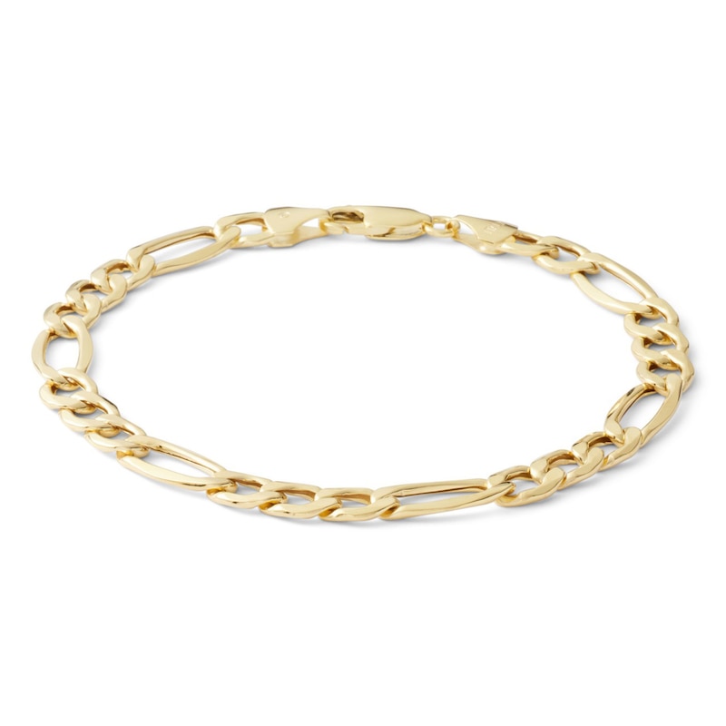 Main Image 1 of 10K Hollow Gold Figaro Chain Bracelet - 8"