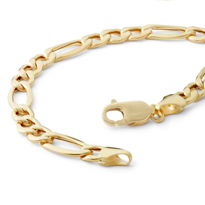 Main Image 4 of 10K Hollow Gold Figaro Chain Bracelet - 8"