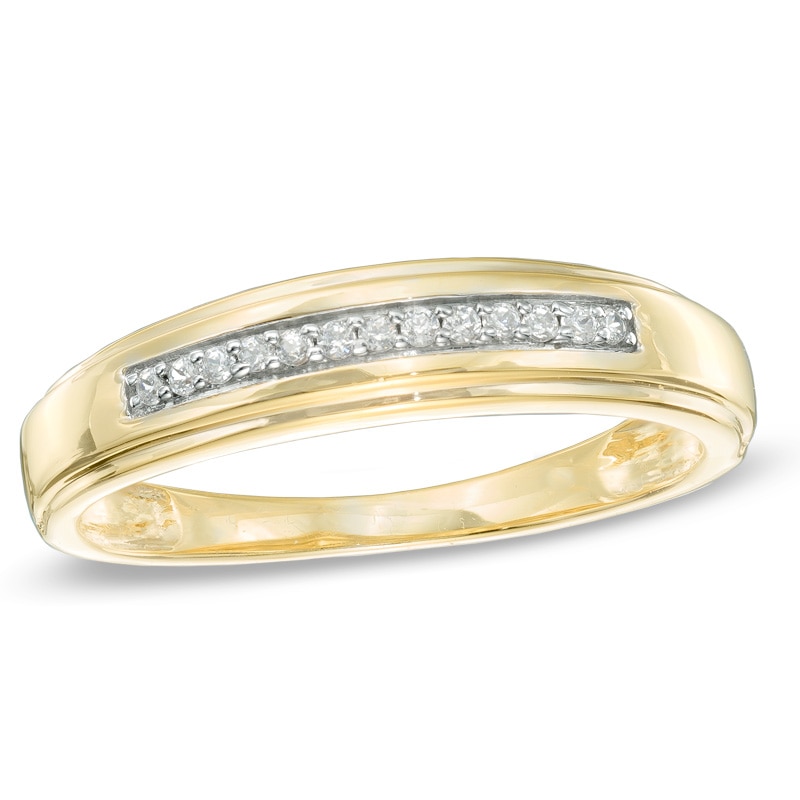 Diamond Wedding Band in 10K Pink Gold Size-8.75 G-H,I2-I3 1/10 cttw, 