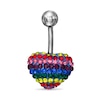 Thumbnail Image 1 of 014 Gauge Multi-Color Crystal Heart Belly Button Ring in Stainless Steel