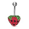 014 Gauge Crystal Heart-Shaped Strawberry Belly Button Ring in Stainless Steel