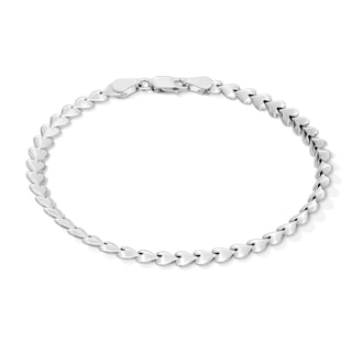 Made in Italy 3.7mm Heart Stampato Bracelet in Hollow Sterling Silver - 7.5"