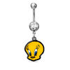Thumbnail Image 1 of 014 Gauge Crystal Tweety Dangle Belly Button Ring in Stainless Steel