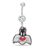 Thumbnail Image 1 of 014 Gauge Sylvester the Cat Dangle Belly Button Ring with Crystal in Stainless Steel