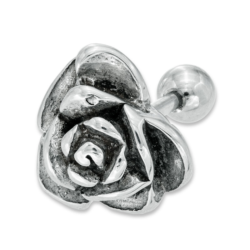 Main Image 1 of 018 Gauge Rose Cartilage Barbell in Stainless Steel - 5/16"