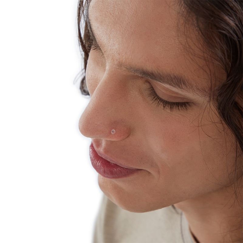 Main Image 4 of 14K Hollow and Solid Gold Hoop and Nose Stud Set - 20G 5/16"
