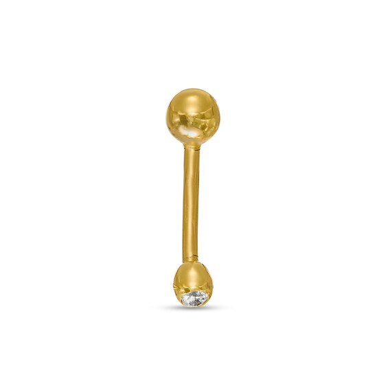 014 Gauge Cubic Zircona Curved Barbell in 10K Gold