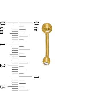 014 Gauge Cubic Zircona Curved Barbell in 10K Gold