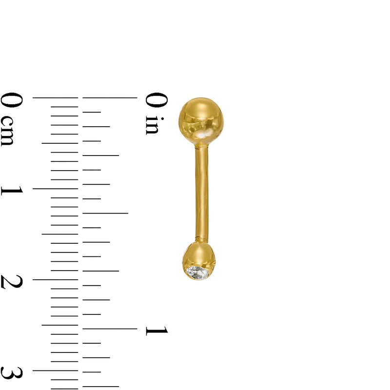 Main Image 2 of 014 Gauge Cubic Zircona Curved Barbell in 10K Gold