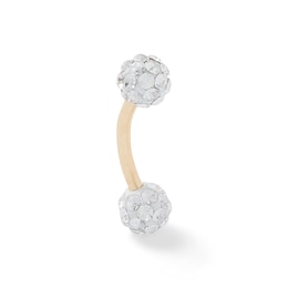 10K Solid Gold Crystal Curved Barbell - 16G 5/16&quot;