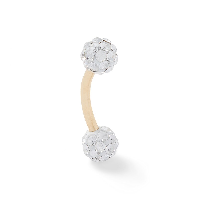 Main Image 1 of 10K Solid Gold Crystal Curved Barbell - 16G 5/16"