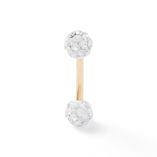 10K Solid Gold Crystal Curved Barbell - 16G 5/16"