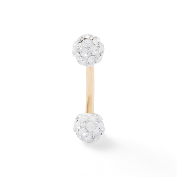 10K Solid Gold Crystal Curved Barbell - 16G 5/16"