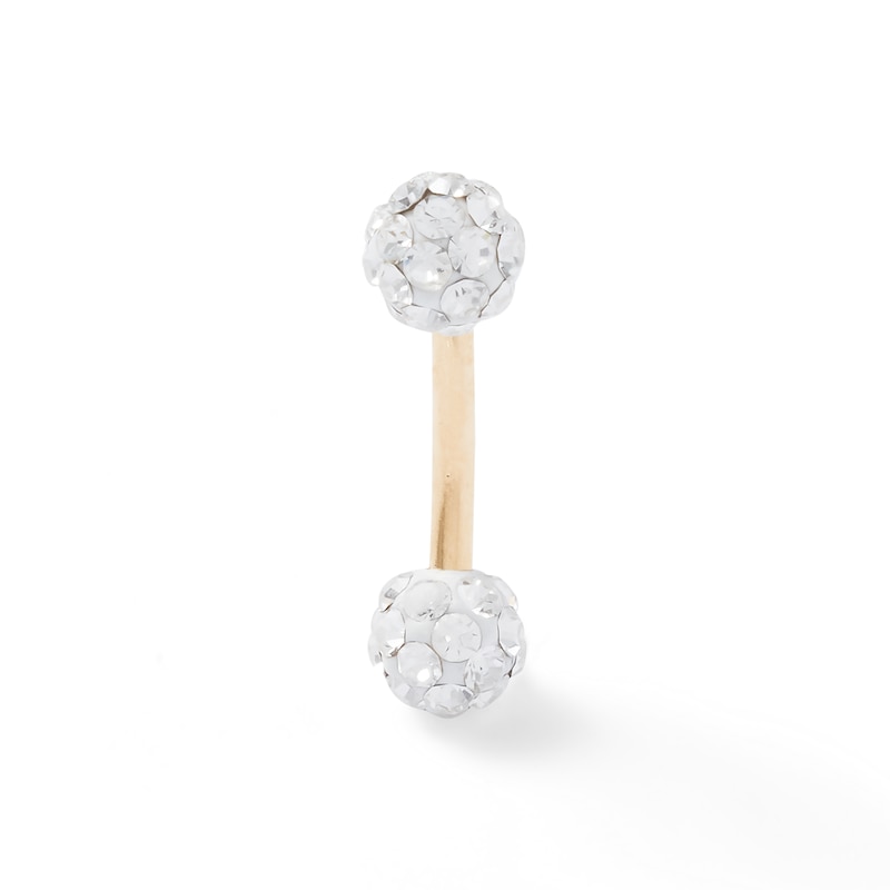 Main Image 2 of 10K Solid Gold Crystal Curved Barbell - 16G 5/16"