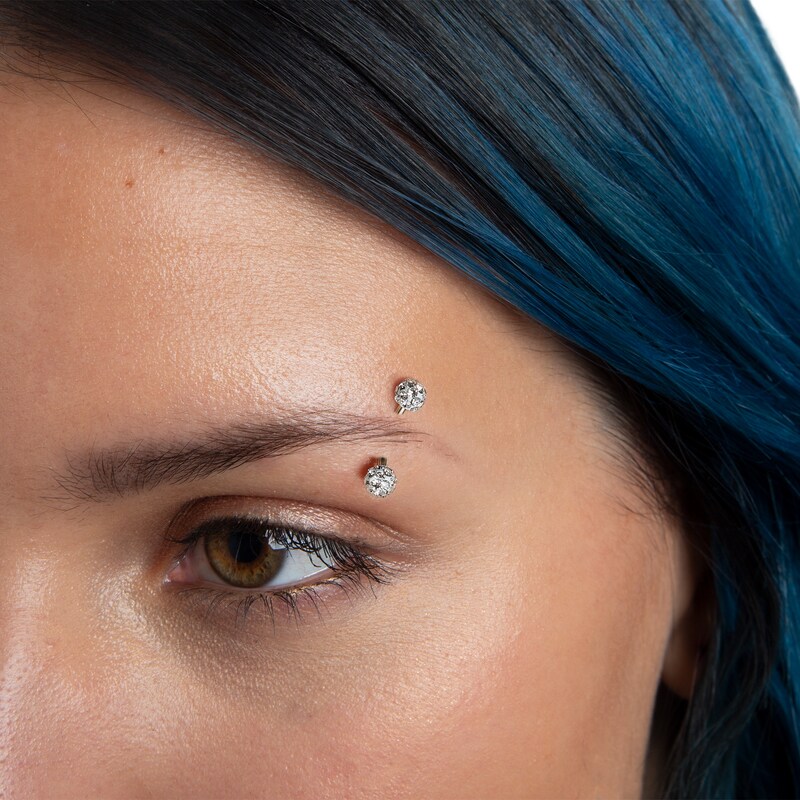 Main Image 4 of 10K Solid Gold Crystal Curved Barbell - 16G 5/16"