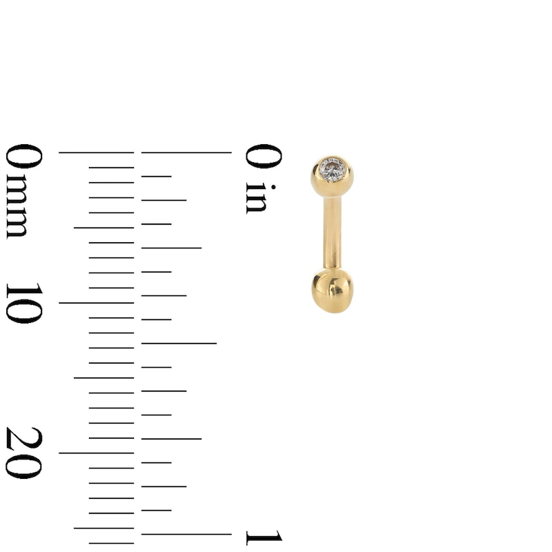 Main Image 2 of 10K Solid Gold CZ Bezel Curved Barbell - 16G