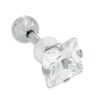 Thumbnail Image 1 of 018 Gauge Princess-Cut Cubic Zirconia Solitaire Cartilage Barbell in Stainless Steel - 5/16"