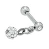 Thumbnail Image 1 of 016 Gauge Crystal Accented Ball Charm Dangle Cartilage Barbell in Stainless Steel